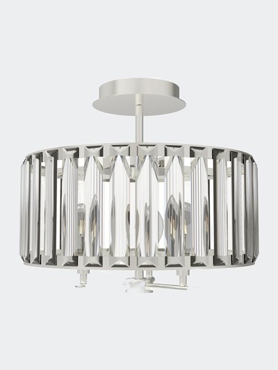 Defong 3-Light 13.5 Inch Crystal Shaded Drum Semi Flush Mount Light product