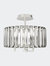 3-Light 13.5 Inch Crystal Shaded Drum Semi Flush Mount Light