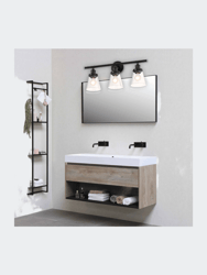 3-Light Vanity Light Fixture With Clear Glass Shade For Powder Room, Mirror