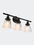 3-Light Vanity Light Fixture With Clear Glass Shade For Powder Room, Mirror
