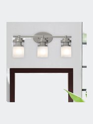 3-Light Vanity Light Fixture With Frosted Glass Shade For Powder Room