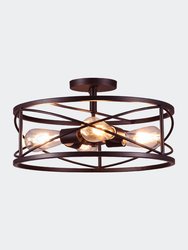 4-Light 17" Semi Flush Mount Light For Bedroom, Living Room, Kitchen - Bronze