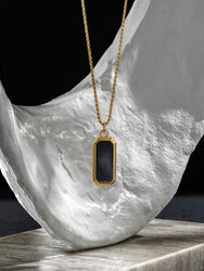 Gold Frame Pendant Necklace with Black Onyx