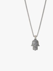 Sterling Silver Hamsa Necklace - Silver