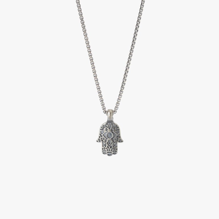 Sterling Silver Hamsa Necklace - Silver