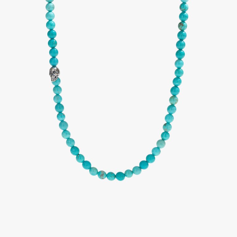 Sterling Silver & Turquoise Beaded Necklace - Turquoise