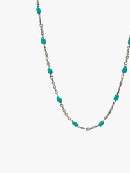 Sterling Silver Turquoise Twisted Cable Chain Necklace - Sterling Silver Turquoise