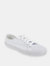 Adults Unisex Lace To Toe White Canvas Plimsolls - White - White