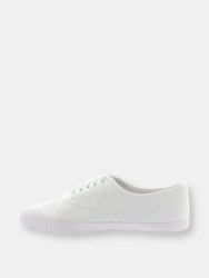 Adults Unisex Lace Up White Canvas Gym Plimsolls - White