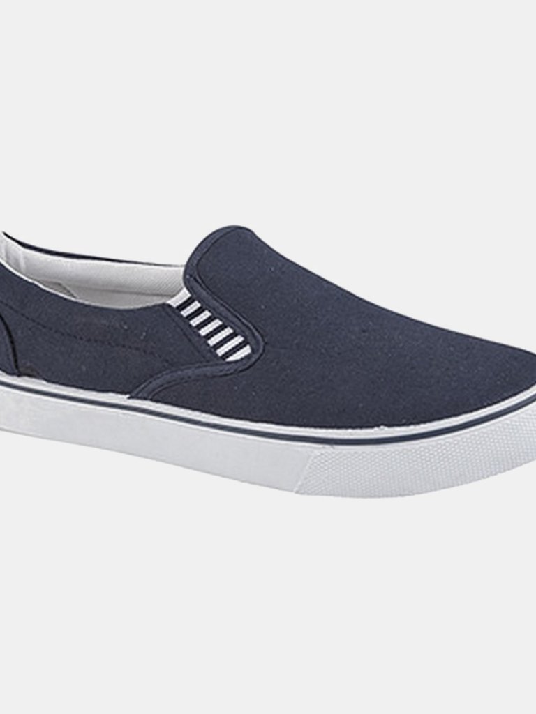 Boys Gusset Casual Canvas Yachting Shoes (Navy Blue) - Navy Blue