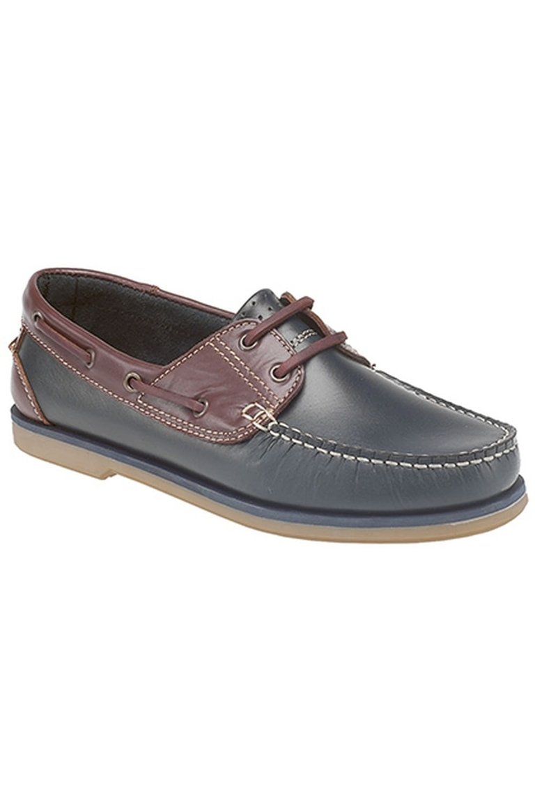 Dek Boys Moccasin Boat Shoes (Navy Blue/Brown) (7 US) - Navy Blue/Brown