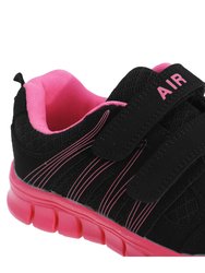 Dek Childrens/Kids Air Sprint Touch Fastening Lightweight Jogger Sneakers (Black/Fuchsia) (9 Toddler)