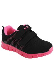 Dek Childrens/Kids Air Sprint Touch Fastening Lightweight Jogger Sneakers (Black/Fuchsia) (9 Toddler) - Black/Fuchsia