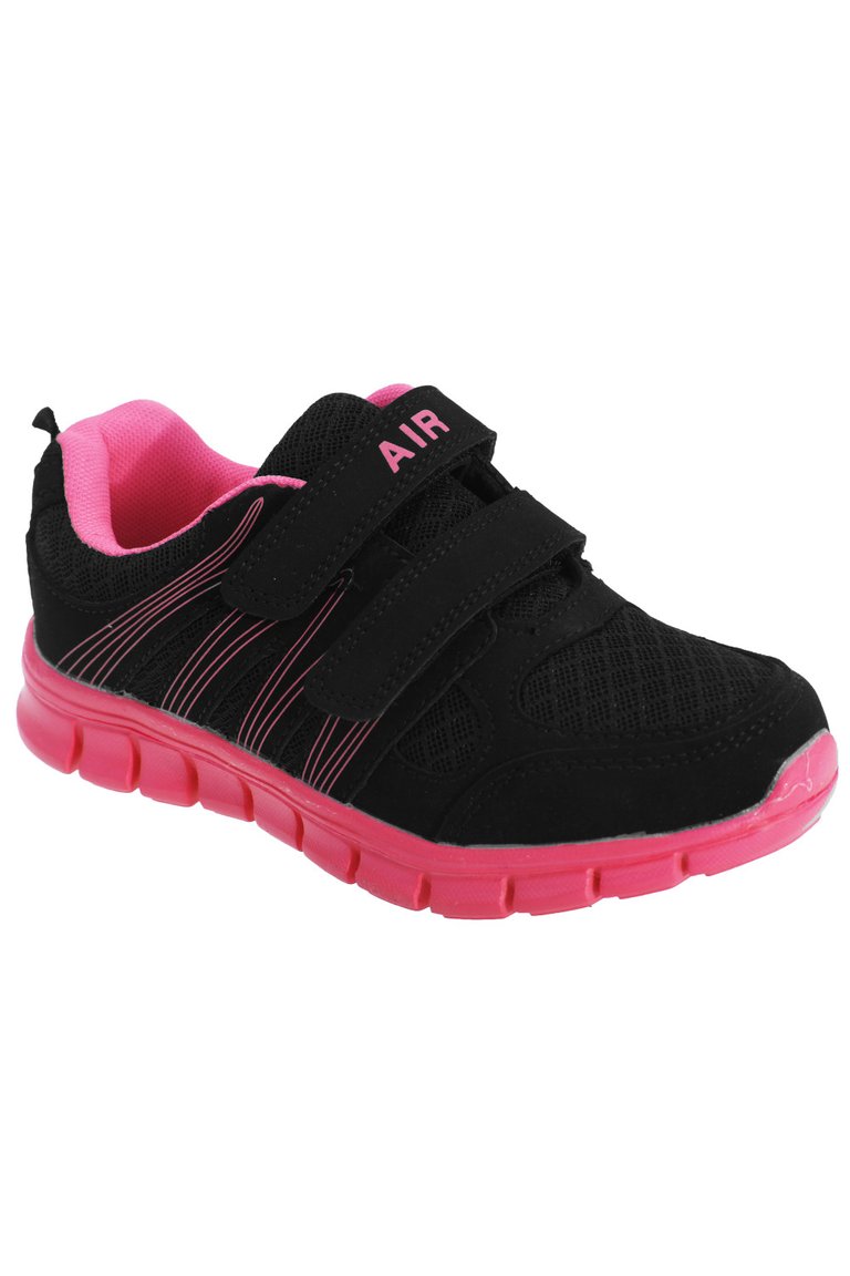 Dek Childrens/Kids Air Sprint Touch Fastening Lightweight Jogger Sneakers (Black/Fuchsia) (9 Toddler) - Black/Fuchsia