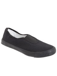 Kids Unisex Junior Gusset Canvas Natural Rubber Plimsolls - Black