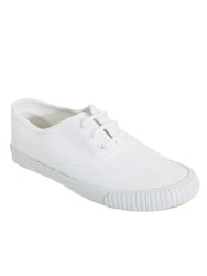 Kids Unisex Junior Lace White Canvas Sneakers (White) - White