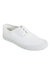 Kids Unisex Junior Lace White Canvas Sneakers (White) - White