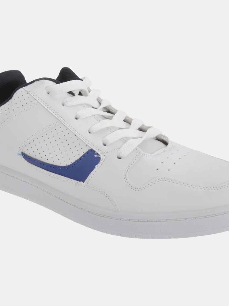 Mens Euston Lace Trainers/Sneakers - White/Navy Blue - White/Navy Blue