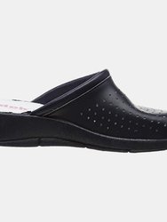 San Malo Womens/Ladies Coated Leather Clogs - Black