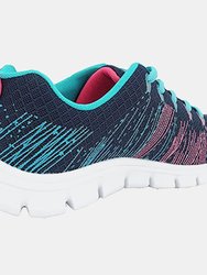 Superlight Womens/Ladies Starlight Memory Foam Sneakers - Navy/Aqua/Fuchsia