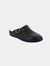 Unisex Swivel Bar Coated Leather Clogs - Black