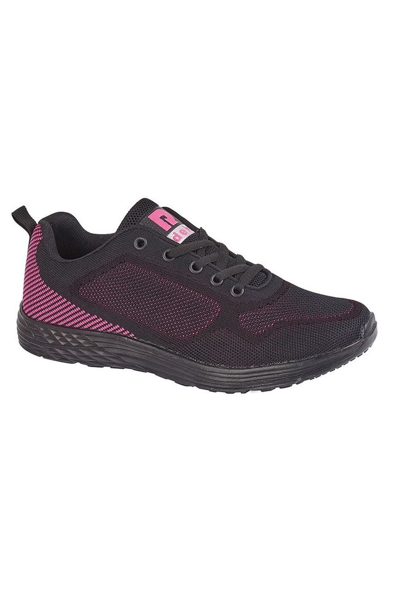 Womens/Ladies Fox Superlight 5 Eye Lace Sneaker - Black/Fuchsia - Black/Fuchsia