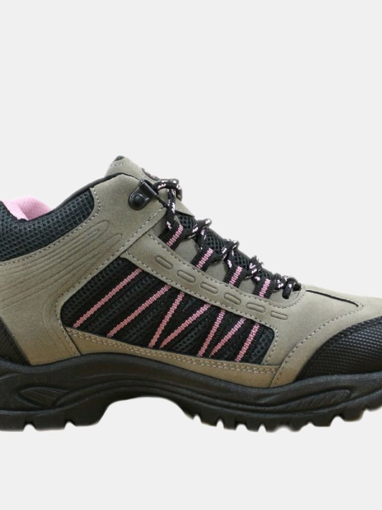 Womens/Ladies Grassmere Lace-Up Ankle Trek & Trail Boots - Gray/Pink