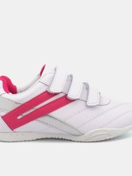 Womens/Ladies Raven 3 Touch Fastening Sneakers - White/Fuchsia