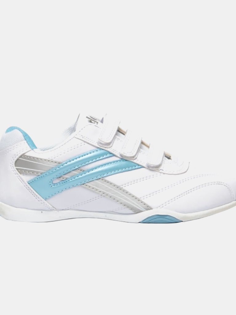 Womens/Ladies Raven 3 Touch Fastening Sneakers - White/Light Blue