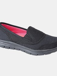 Womens/Ladies Superlight Twin Elastic Gusset Leisure Shoes - Black - Black