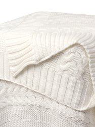 Organic Cotton Broad Cable Knit Throw SoftWhite