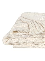 Organic Cotton Broad Cable Knit Throw SoftWhite