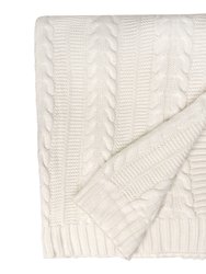 Organic Cotton Broad Cable Knit Throw SoftWhite - Default Title