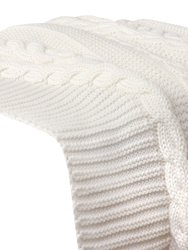 Organic Cotton Broad Cable Knit Throw SoftWhite