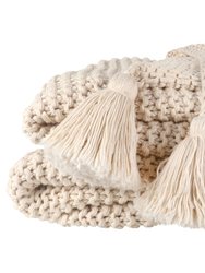 Organic Cotton Chunky Knit Throw Ivory
