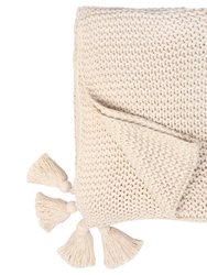 Organic Cotton Chunky Knit Throw Ivory - Default Title