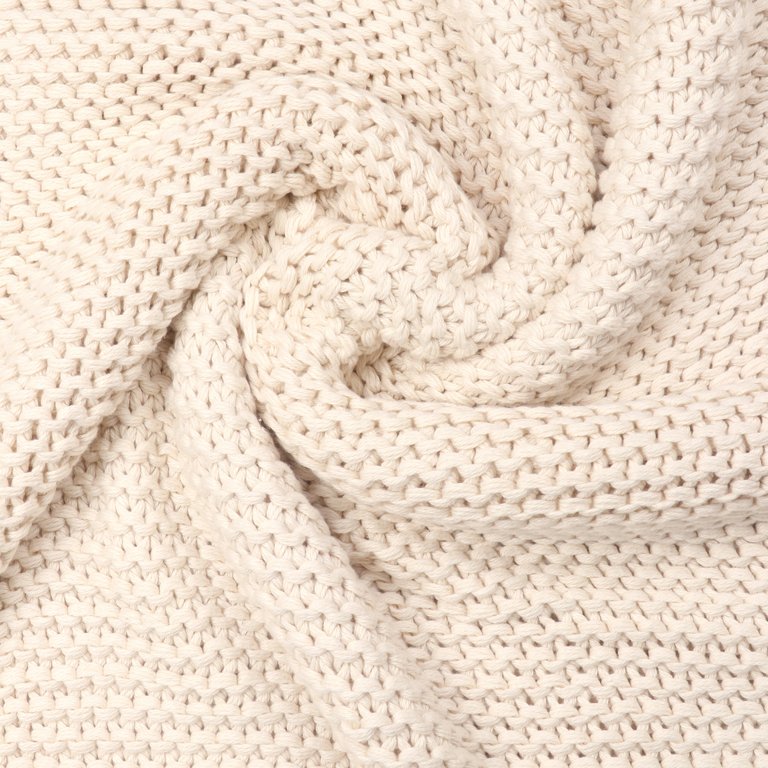 Organic Cotton Chunky Knit Throw Ivory