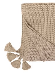 Organic Cotton Chunky Knit Throw Stone - Default Title
