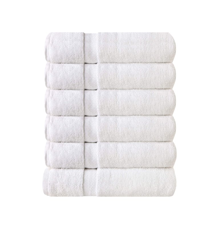 Organic Cotton Feather Touch Hand Towel, (Pack of 6) - White