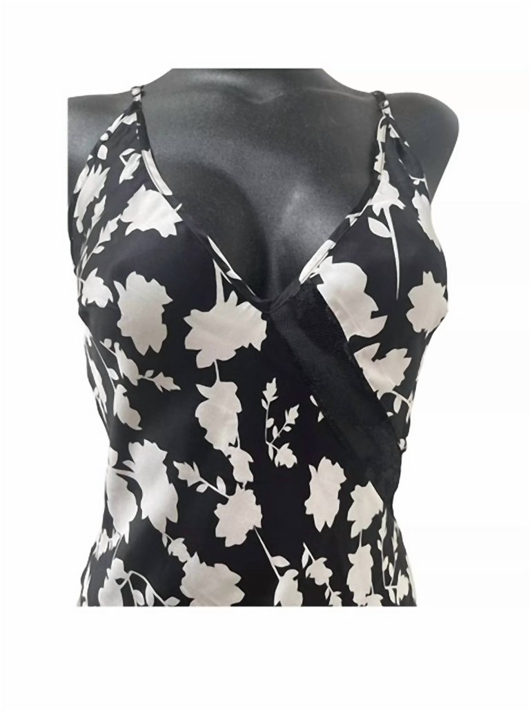 Xena Silk Slip Dress In Black & White