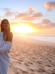 Sunset Beach Towels certified to the GOTS and Vegan org Standards