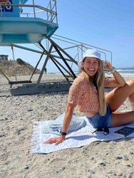 Sunset Beach Towels certified to the GOTS and Vegan org Standards - Blue