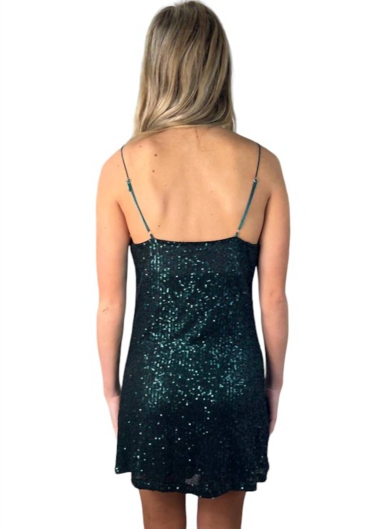 Carson Sequined Dress In Emerald