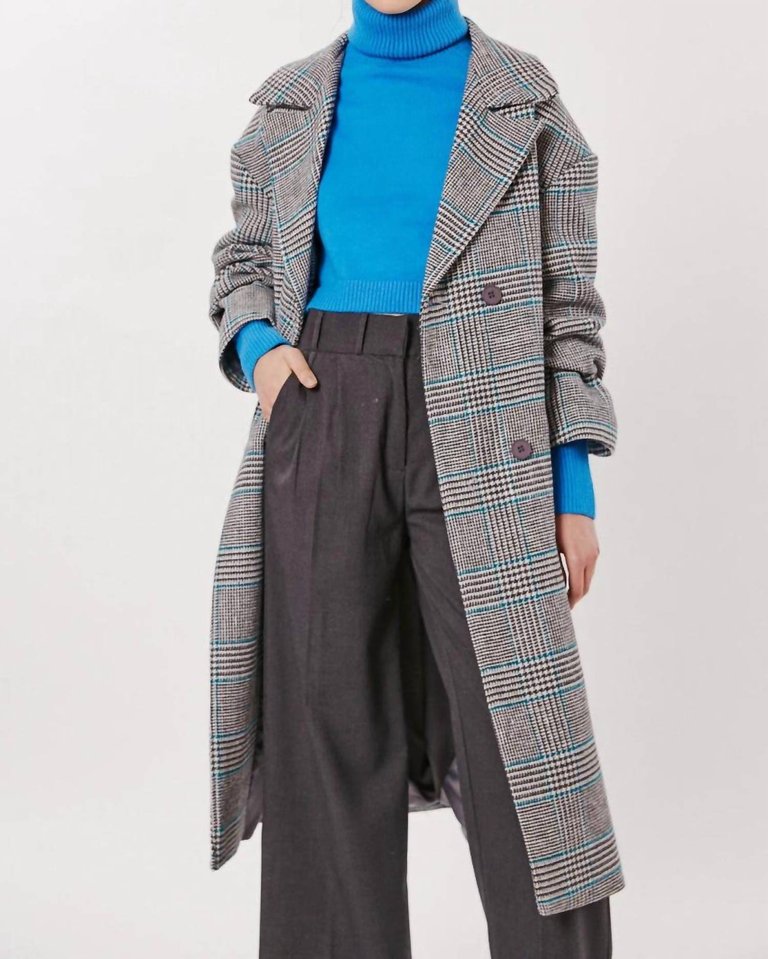 Checked Coat In Grey - Grey