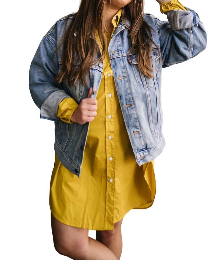 Oversized Shirt Dress In Mustard - Mustard