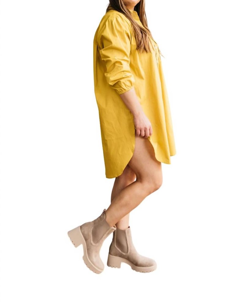 Oversized Shirt Dress In Mustard