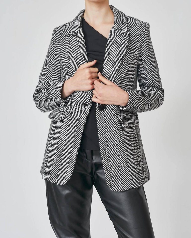 Sasso Fishbone Blazer In Dark Grey