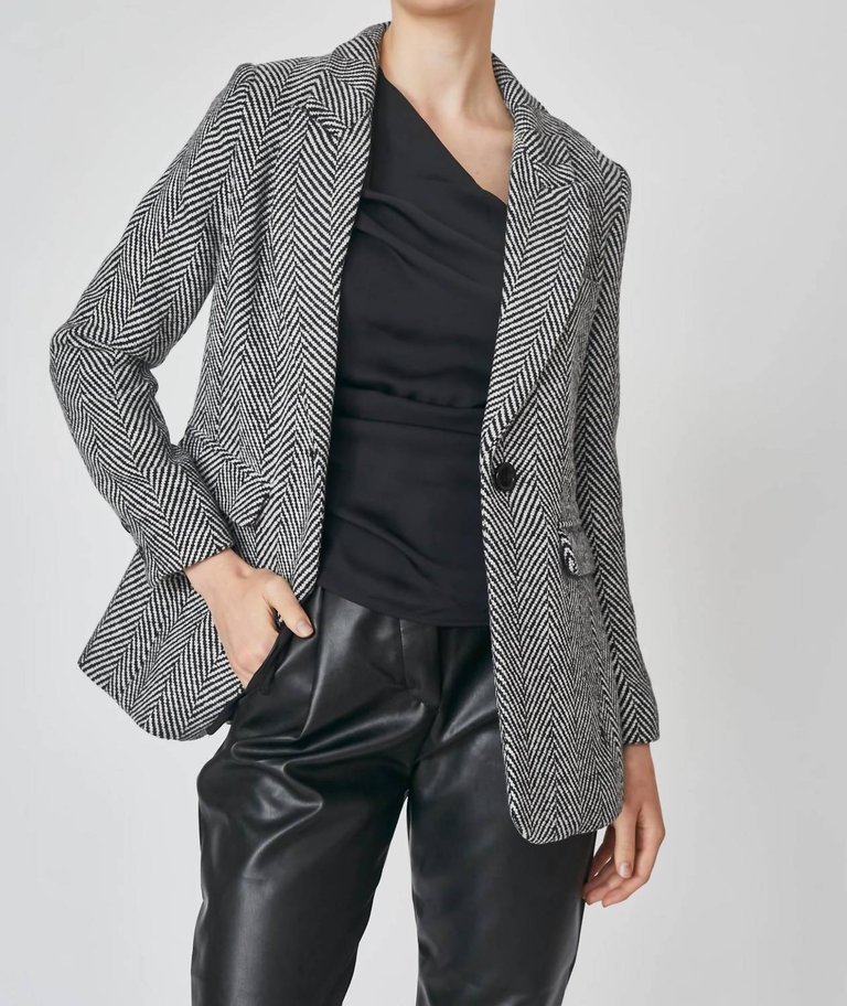 Sasso Fishbone Blazer In Dark Grey - Dark Grey