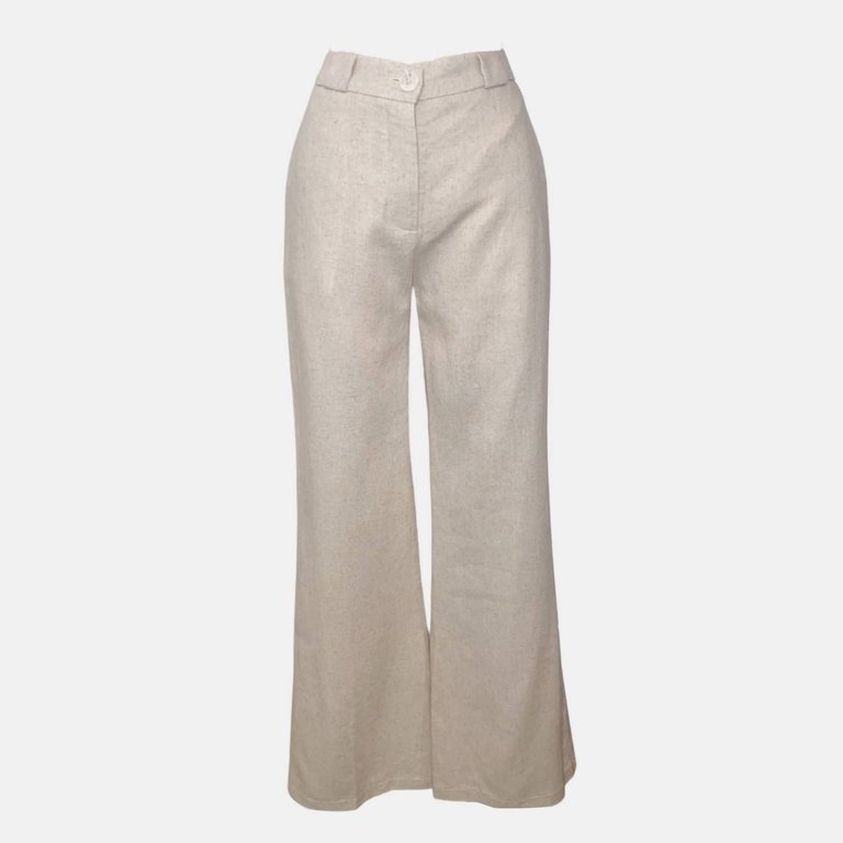 Willow Linen High Rise Pant In Light Sand - Light Sand