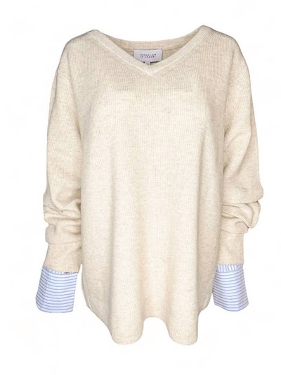 Derek Lam 10 Crosby Cassie Mixed Media Sweater In Natural/Stripe product